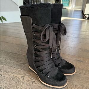 UGG Mason Suede Lace Up Waterproof Wedge Boots
